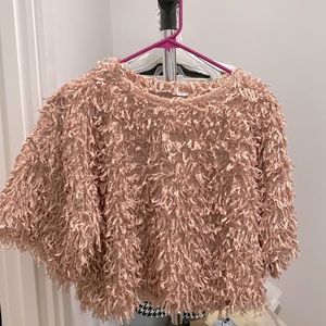 Zara Women’s Light Pink Fringe Crop Top Size M